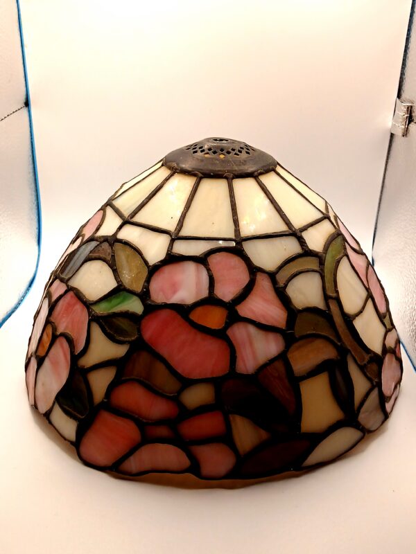 Tiffany-Style Stained Glass Lamp with Carved Tree-Like Base - Image 6